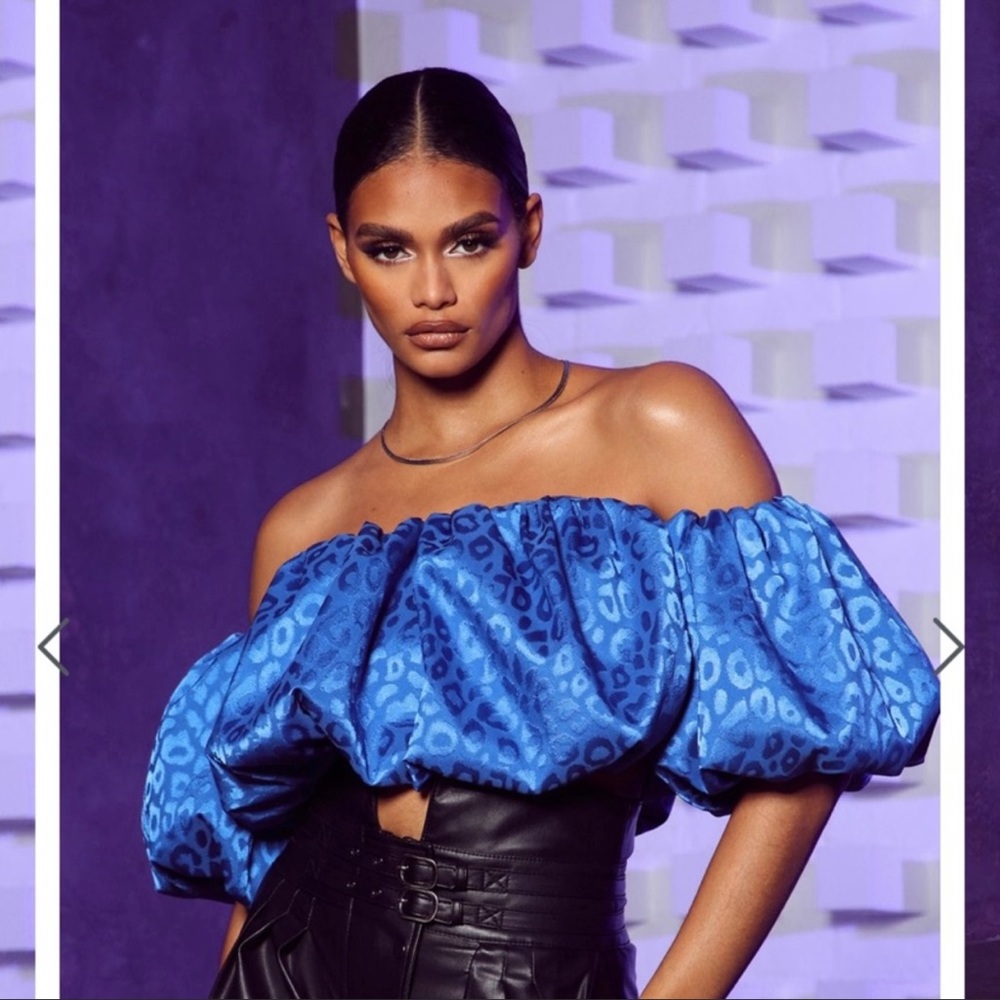 NWT, Fashion Nova, Nova Luxe crop top blue